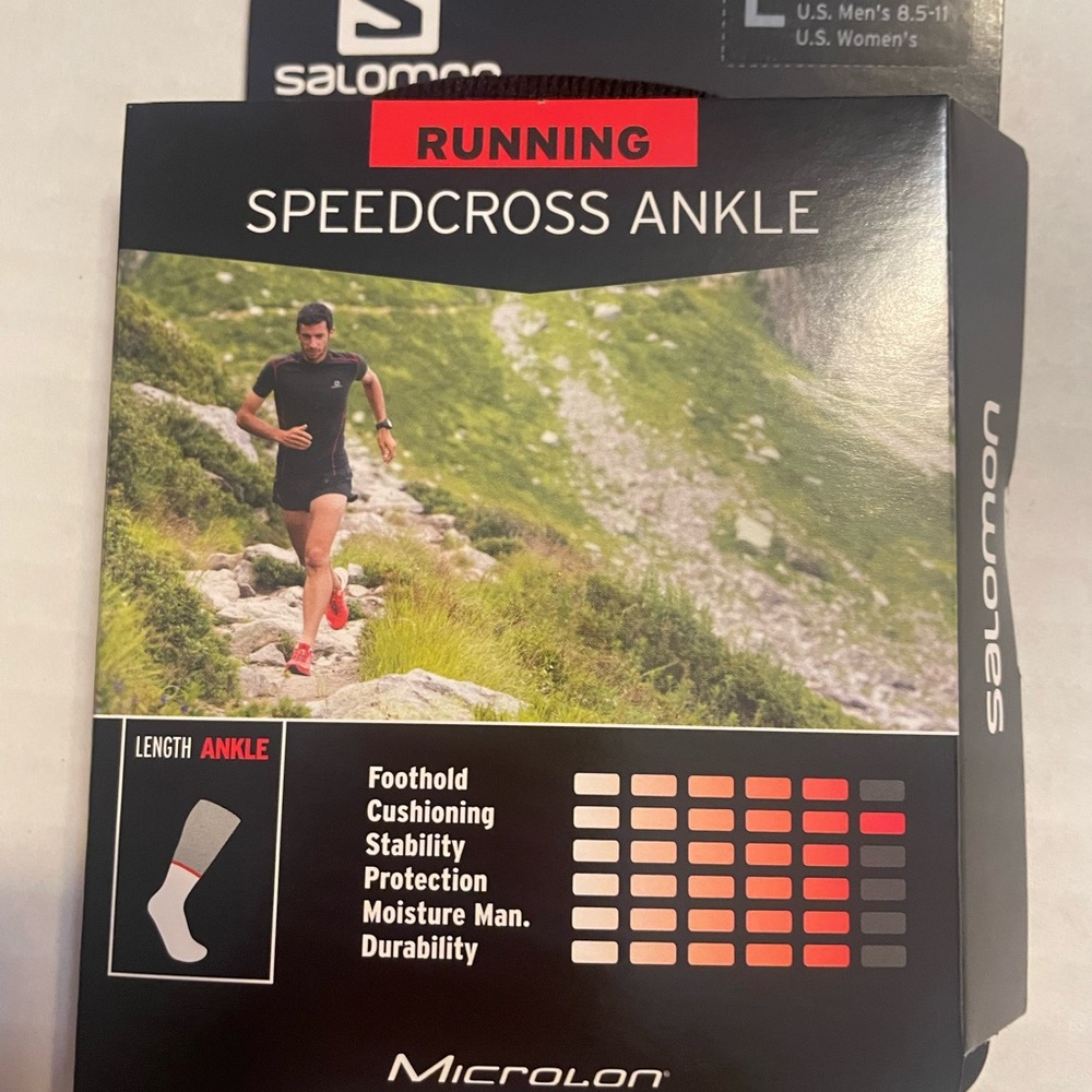 SALOMON SPEEDCROSS ANKLE RUNNING SOCK Lot of 2 Packs Men's NEW - Picture 4 of 7